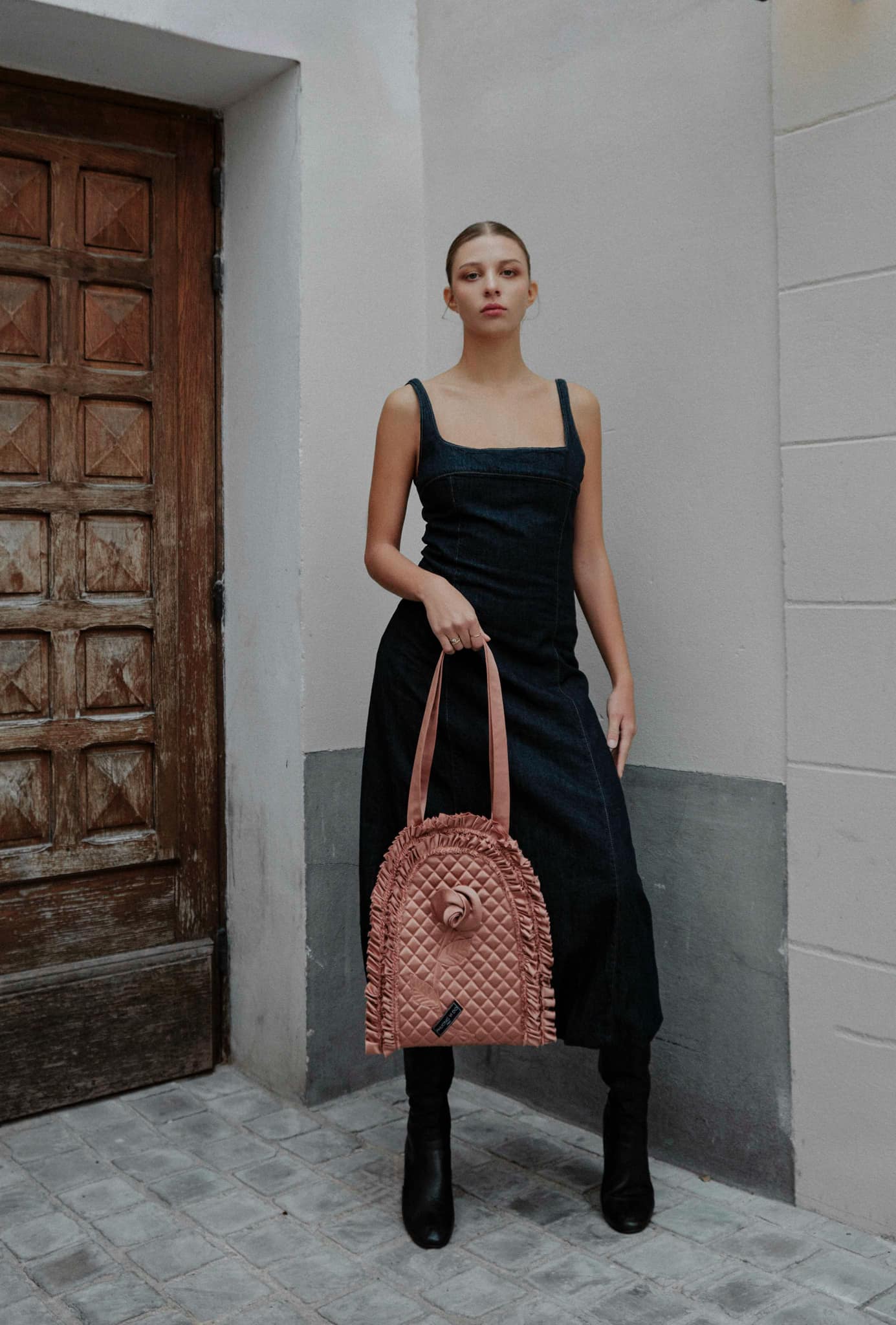 TOTEBAG ROSE SOUS CLOCHE