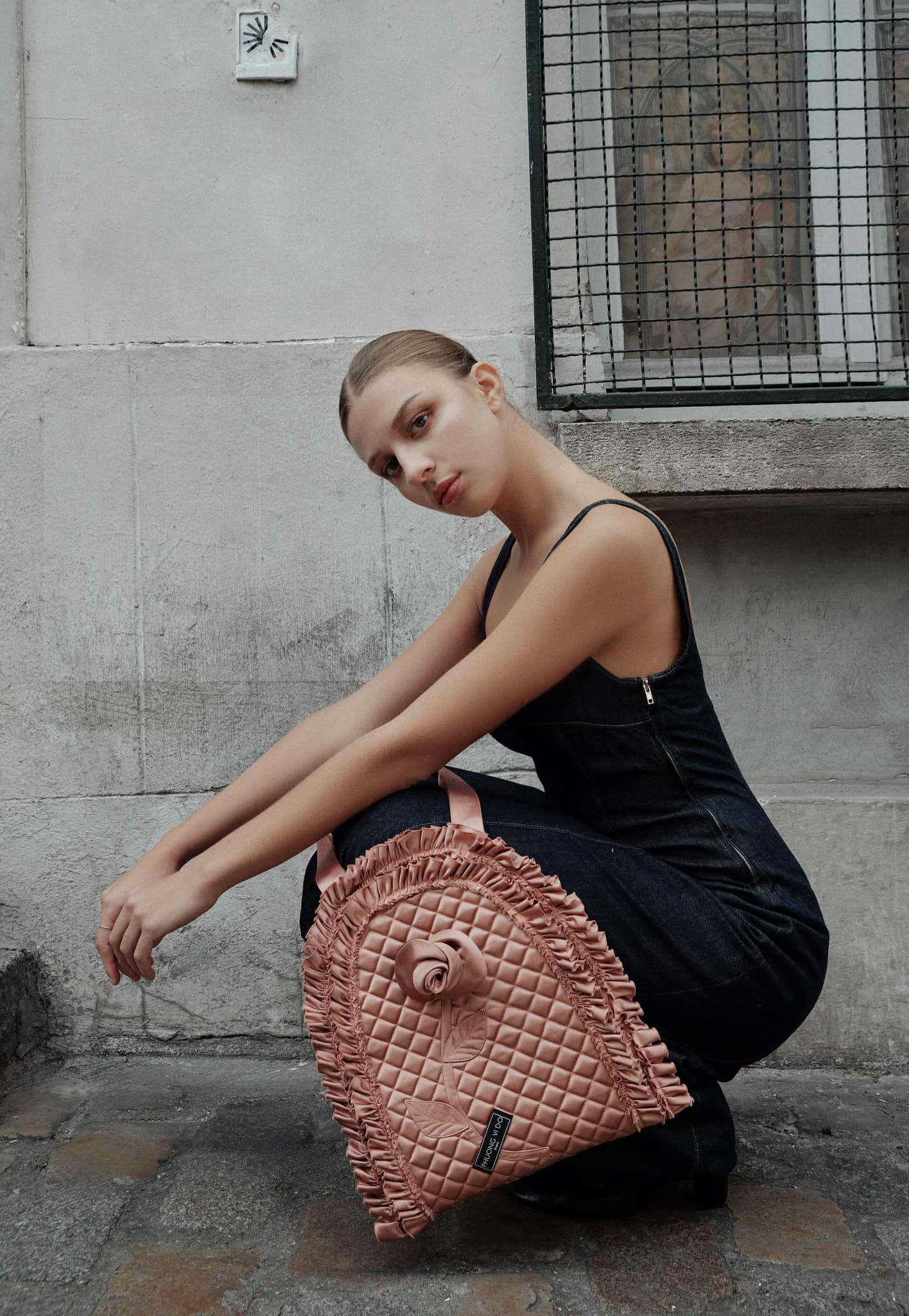 TOTEBAG ROSE SOUS CLOCHE