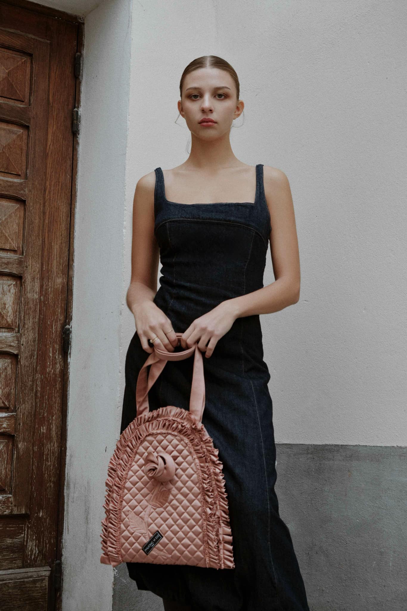 TOTEBAG ROSE SOUS CLOCHE